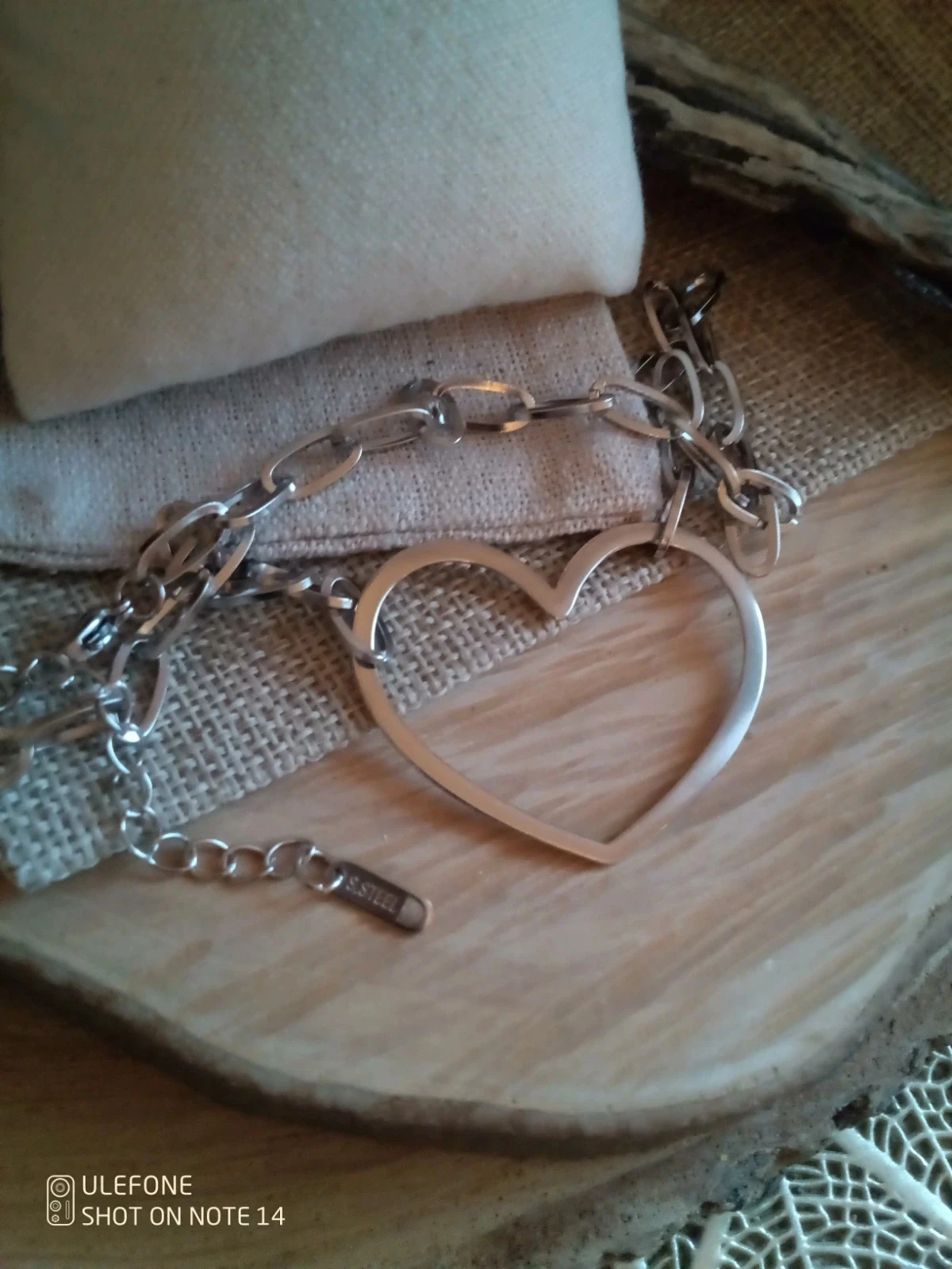Collier coeur acier inoxydable argenté – photo 2